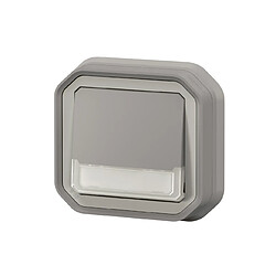 bouton poussoir - no/nf - lumineux - porte étiquette - gris - encastré - legrand plexo 069824l