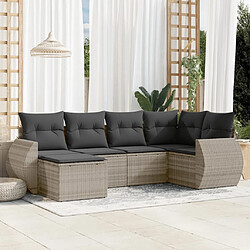 vidaXL Salon de jardin 6 pcs avec coussins gris clair résine tressée