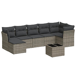 Maison Chic Salon de jardin 8 pcs avec coussins | Ensemble de Table et chaises | Mobilier d'Extérieur gris résine tressée -GKD84048