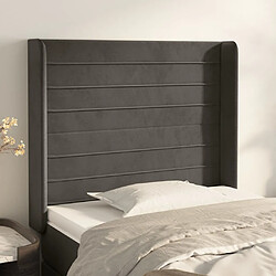 Maison Chic Tête de lit scandinave avec oreilles,meuble de chambre Gris foncé 83x16x118/128 cm Velours -MN70861