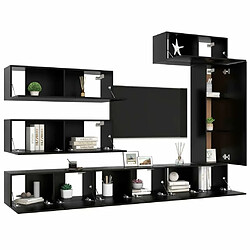 Avis Maison Chic Ensemble de meubles TV 7 pcs | Banc TV Moderne pour salon | Meuble de Rangement - Noir Aggloméré -MN61482