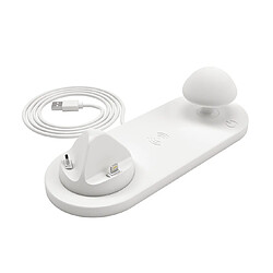 YP Select Lampe de nuit de champignon de charge sans fil Support de charge de téléphone portable multi-usb Blanc