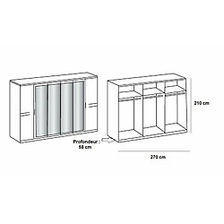 Avis Inside 75 Armoire IDAHO 6 portes 4 miroirs 270 cm blanc