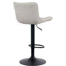 Decoshop26 Tabouret de bar x1 coutures décoratives pied trompette hauteur réglable en métal noir assise en tissu crème 10_0004865