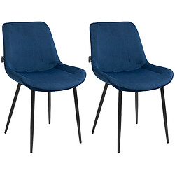 Decoshop26 Set de 2 chaises de salle à manger design moderne assise en velours bleu et pieds en métal noir 10_0001636