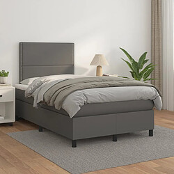 Avis Maison Chic Lit adulte- Lit + matelas,Sommier à lattes de lit avec matelas gris 120x190 cm similicuir -GKD58577