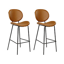 Beliani Tabouret de bar Set de 2 Cuir PU Marron doré LUANA