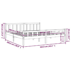 vidaXL Cadre de lit sans matelas bois massif 160x200 cm pas cher