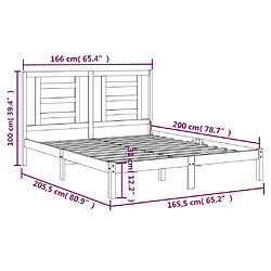 vidaXL Cadre de lit sans matelas blanc 160x200 cm bois de pin massif pas cher