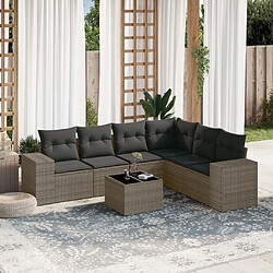 Maison Chic Salon de jardin avec coussins 7 pcs | Ensemble de Table et chaises | Mobilier d'Extérieur gris résine tressée -GKD17910