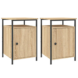 vidaXL Tables de chevet 2pcs chêne sonoma 40x42x60cm bois d'ingénierie