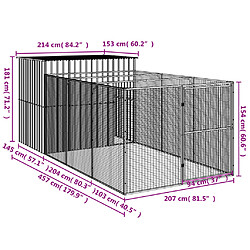 vidaXL Niche pour chien avec cour gris clair 214x457x181 cm pas cher