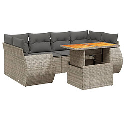 vidaXL Salon de jardin avec coussins 7 pcs gris résine tressée