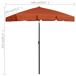 vidaXL Parasol de plage terre cuite 180x120 cm pas cher