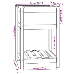 vidaXL Jardinière avec étagère Noir 54x54x81 cm Bois massif de pin pas cher