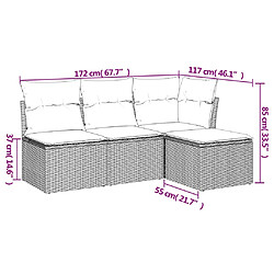 Avis Maison Chic Salon de jardin 4 pcs avec coussins | Ensemble de Table et chaises | Mobilier d'Extérieur gris résine tressée -GKD99133