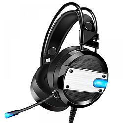 General Casque de jeu avec microphone, casque supra-auriculaire avec lumière LED, compatible avec PS4 PS5 Xbox PC portable, bandeau à réglage automatique, micro antibruit, 7.1 Stéréo Surround(noir)