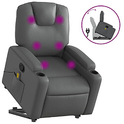 vidaXL Fauteuil inclinable de massage Gris Similicuir