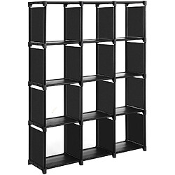 Helloshop26 Cube de rangement bibliothèque à 12 casiers placard modulable étagère de rangement au salon dans la chambre salle de bain 105 x 30 x 140 cm maillet en caoutchouc fourni noir 12_0000483