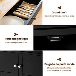 Helloshop26 Chariot de cuisine desserte de service à roulettes meuble de rangement cuisine en mdf solide de haute qualité 67 x 37 x 86,5 cm noir 20_0008214