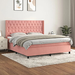 Maison Chic Lit Adulte - Lit simple Lit à sommier tapissier avec matelas moelleux - Meuble de Chambre - Rose 160x200 cm Velours -MN73038