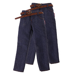 2 Pièces 1/6 Echelle Pantalon Jeans avec Ceinture Homme Vêtements pour Figurine Poupée 12 Pouces