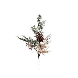 Décorations de Noël Romimex Marron Vert Rose Fleurs Pomme de pin Branche 16 x 67 x 15 cm