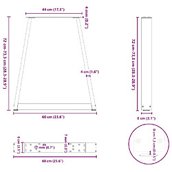 vidaXL Pieds de table basse forme de V 2 pcs noir 60x(72-73) cm acier pas cher