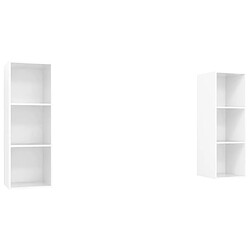 vidaXL Meubles TV muraux 2 pcs Blanc brillant Bois d'ingénierie