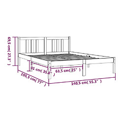 vidaXL Cadre de lit sans matelas marron miel bois massif 135x190 cm pas cher