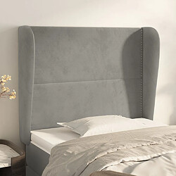 Maison Chic Tête de lit moderne avec oreilles pour chambre - Décoration de lit Gris clair 83x23x118/128 cm Velours -MN16996