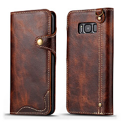 Wewoo Housse Coque Pour Galaxy S8 Plus Denior Oil Wax Cuir de vachette Bouton magnétique Étui à rabat horizontal en avec fentes cartes et portefeuille marron