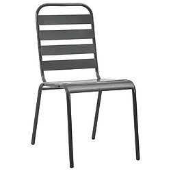 Maison Chic Lot de 4 Chaises d'extérieur,Fauteuil jardin Design à lattes Acier Gris foncé -GKD12381