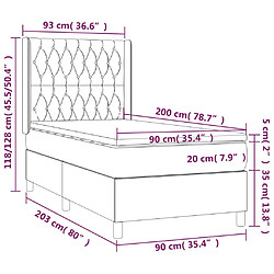 vidaXL Sommier à lattes de lit matelas LED Gris clair 90x200cm Tissu pas cher