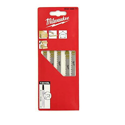 Pack de 5 lames scie sauteuse MILWAUKEE bois/PVC 105 mm denture de 4 mm 4932346071