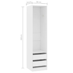 vidaXL Garde-robe avec tiroirs Blanc 50x50x200 cm Bois d'ingénierie pas cher