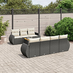 vidaXL Salon de jardin 8 pcs avec coussins noir résine tressée