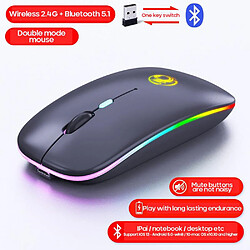 Universal Souris sans fil 2,4 GHz Bluetooth, ordinateur RGB souris silencieuse bande rechargeable, souris éclairée à LED, PC portable