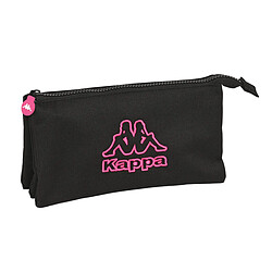 Trousse Fourre-Tout Triple Kappa Black and pink Noir (22 x 12 x 3 cm)