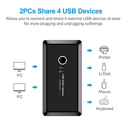 USB 3.0 Switcher Sélecteur 2 Ordinateurs Partage 4 Périphériques USB KVM Commutateur Hub Adaptateur pour Clavier Souris Imprimante Scanner, disques