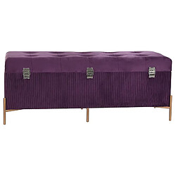 Pegane Banquette Coffre en MDF et velours coloris Pourpre et pieds doré - Longueur 115 x Profondeur 43 x Hauteur 46 cm