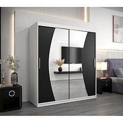 Abiks Meble Armoire Wave à portes coulissantes 200/180/62 2 portes (blanc/noir)