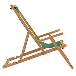 Avis vidaXL Chaise de plage pliable Bois de teck solide Vert