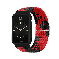 Bracelet en nylon élastique tressé pour votre Xiaomi Mi Band 7 Pro - Black rouge/noir