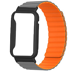 Bracelet en silicone magnétique, à déclenchement rapide pour votre Xiaomi Mi Band 7 Pro - gris/orange