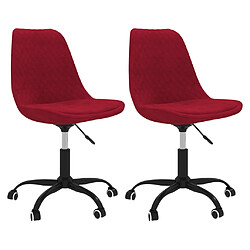 vidaXL Chaises pivotantes à manger lot de 2 Rouge bordeaux Tissu