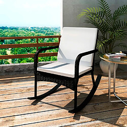 Maison Chic Chaise/Fateuill à bascule, Rocking chair d'extérieur Noir Résine tressée -GKD89373