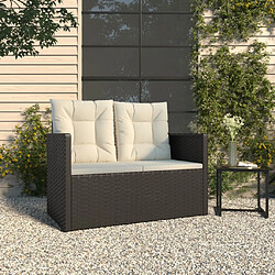 vidaXL Banc de jardin avec coussins Noir 105 cm Résine tressée