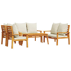 Maison Chic Salon de jardin avec coussins 5 pcs, Ensemble Tables et chaises de jardin,, Ensemble Tables et chaises de jardin, Bois d'acacia solide -GKD771966