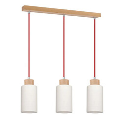 Paris Prix Lampe Suspension 3 Têtes Bosco 52cm Hêtre & Rouge